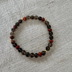 Armband Rauchquarz und roter Jaspis