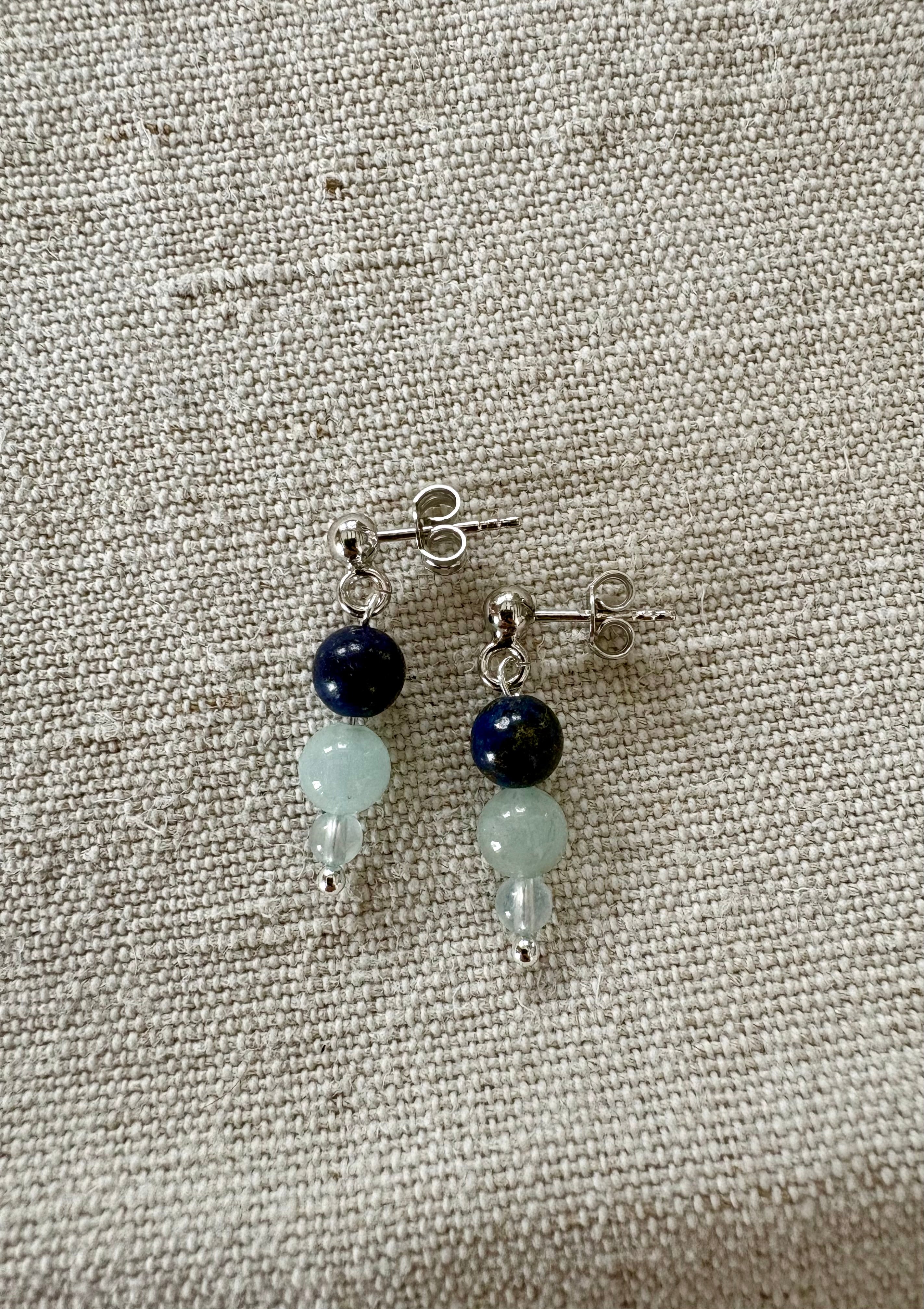 Ohrringe Lapislazuli und Aquamarin