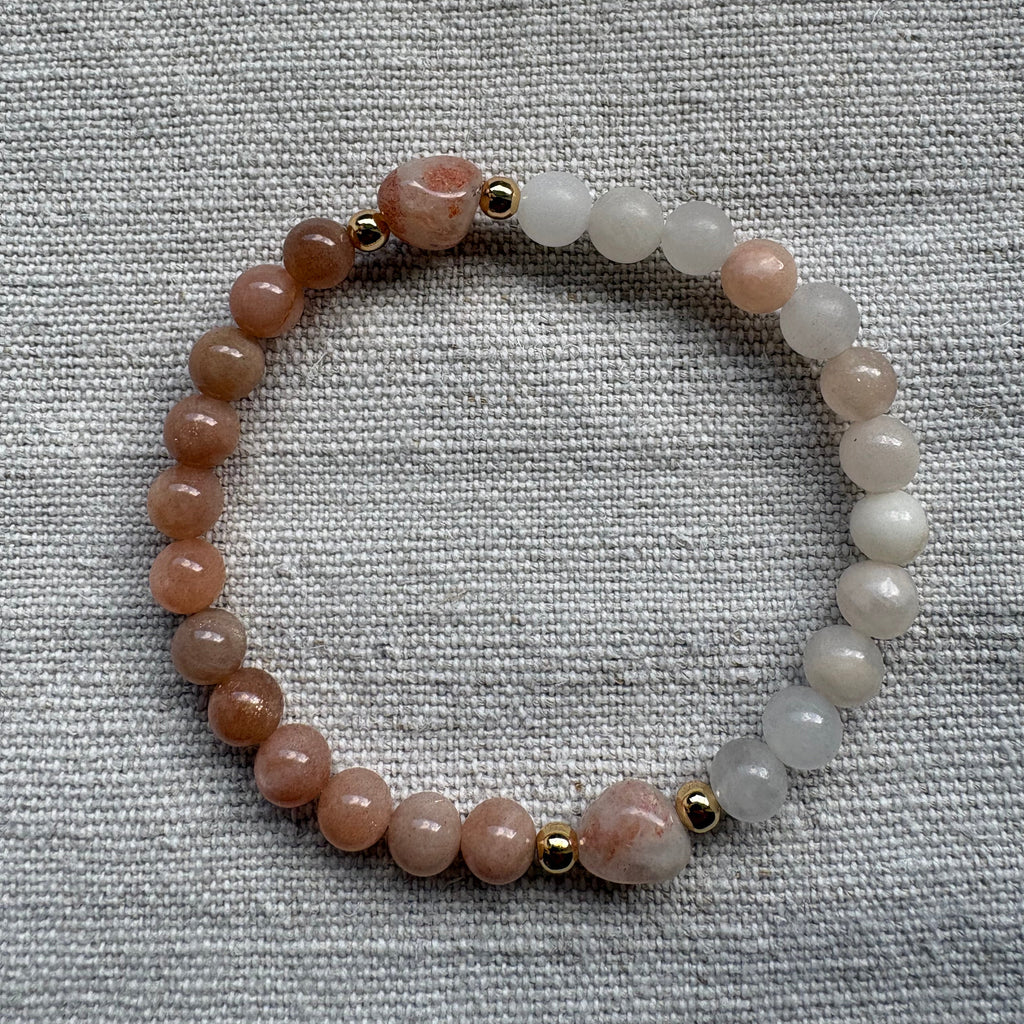 Armband Pfirsich Aventurin und Sonnenstein