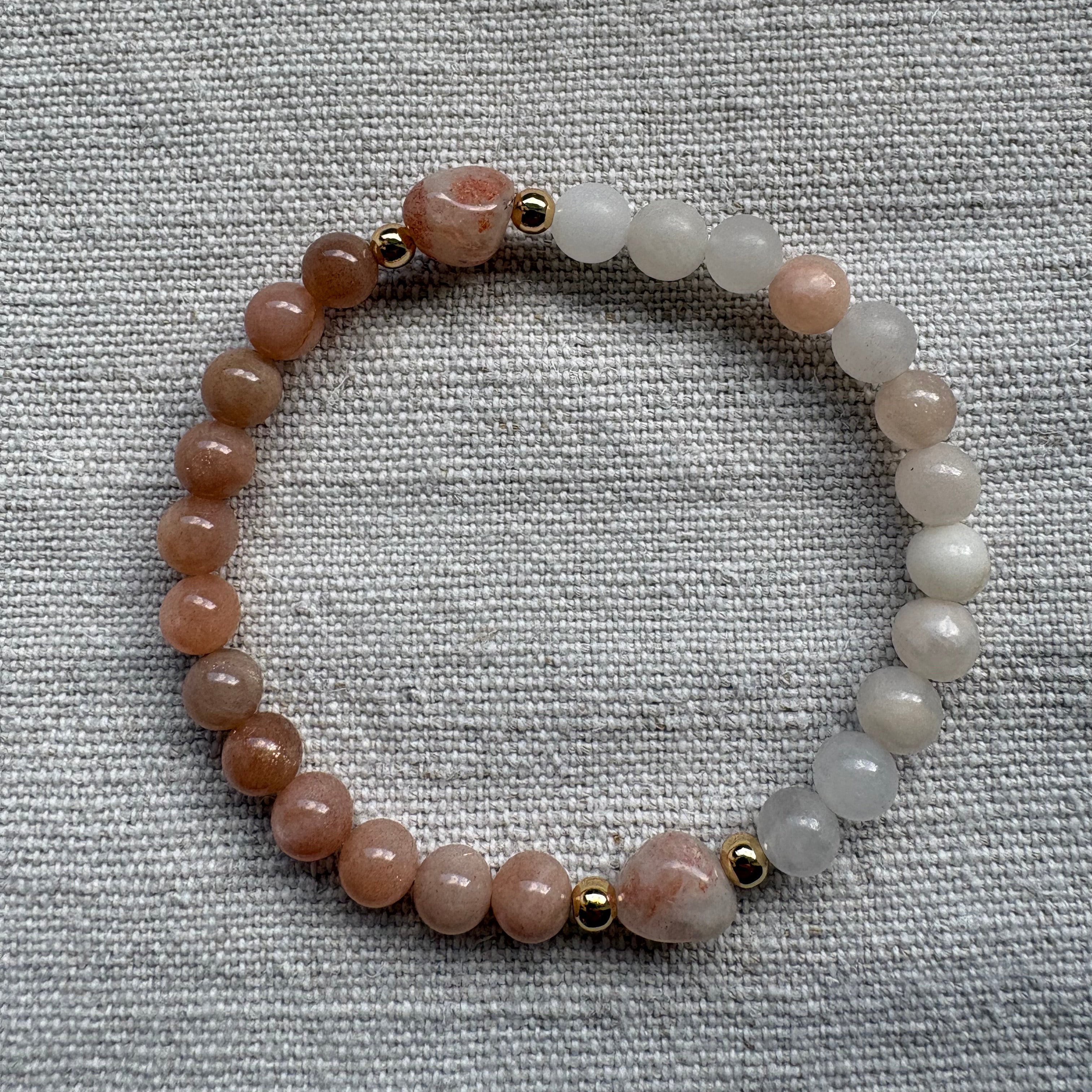 Armband Pfirsich Aventurin und Sonnenstein