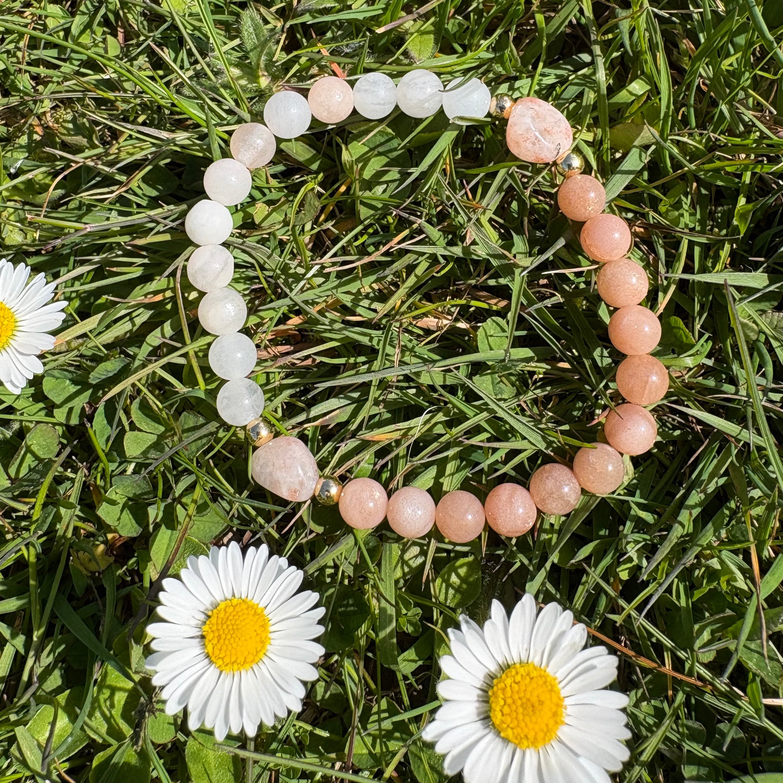 Armband Pfirsich Aventurin und Sonnenstein