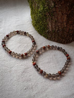 Armband Rauchquarz und roter Jaspis