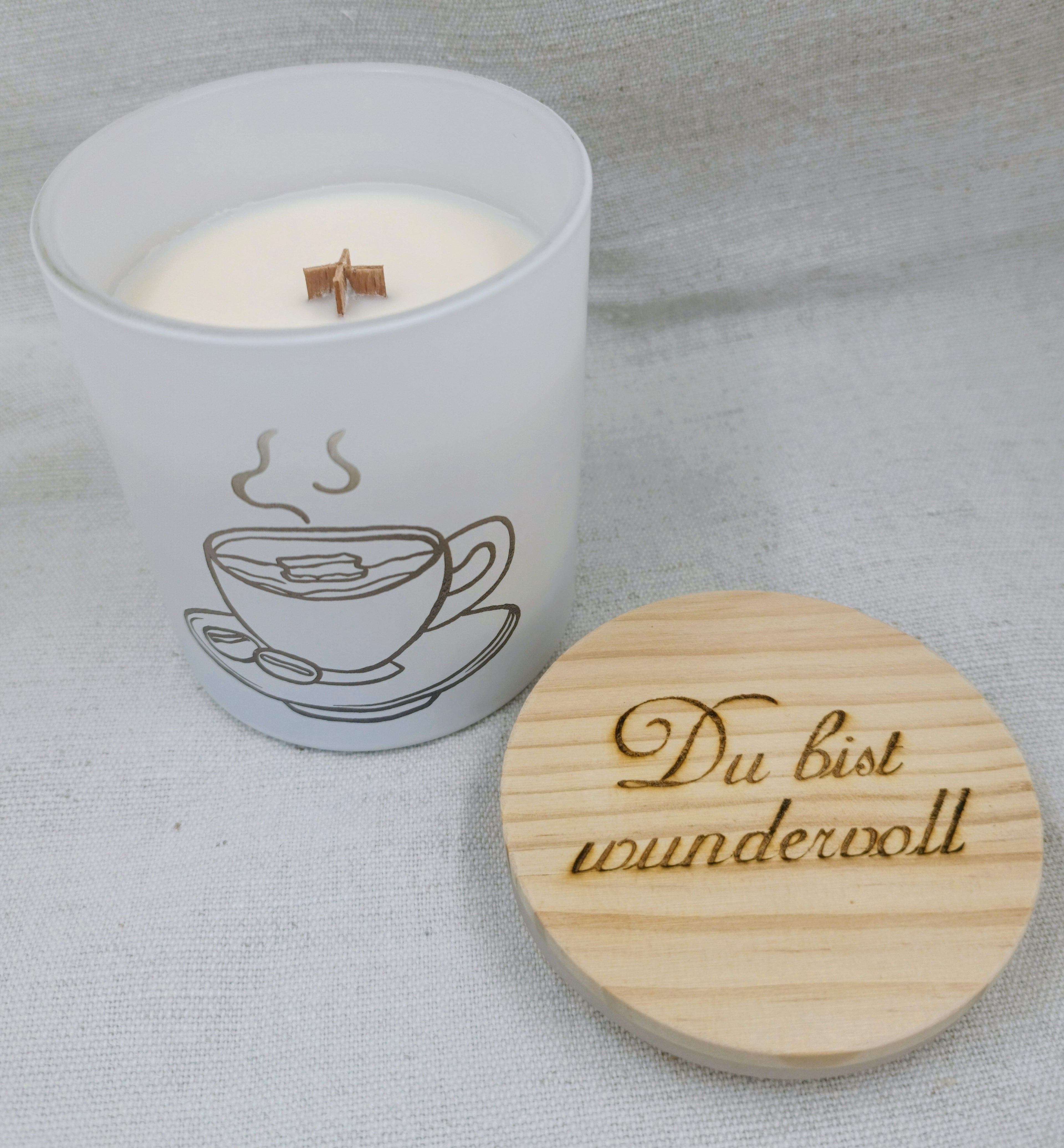 Holzdochtkerze Kaffee Vanille