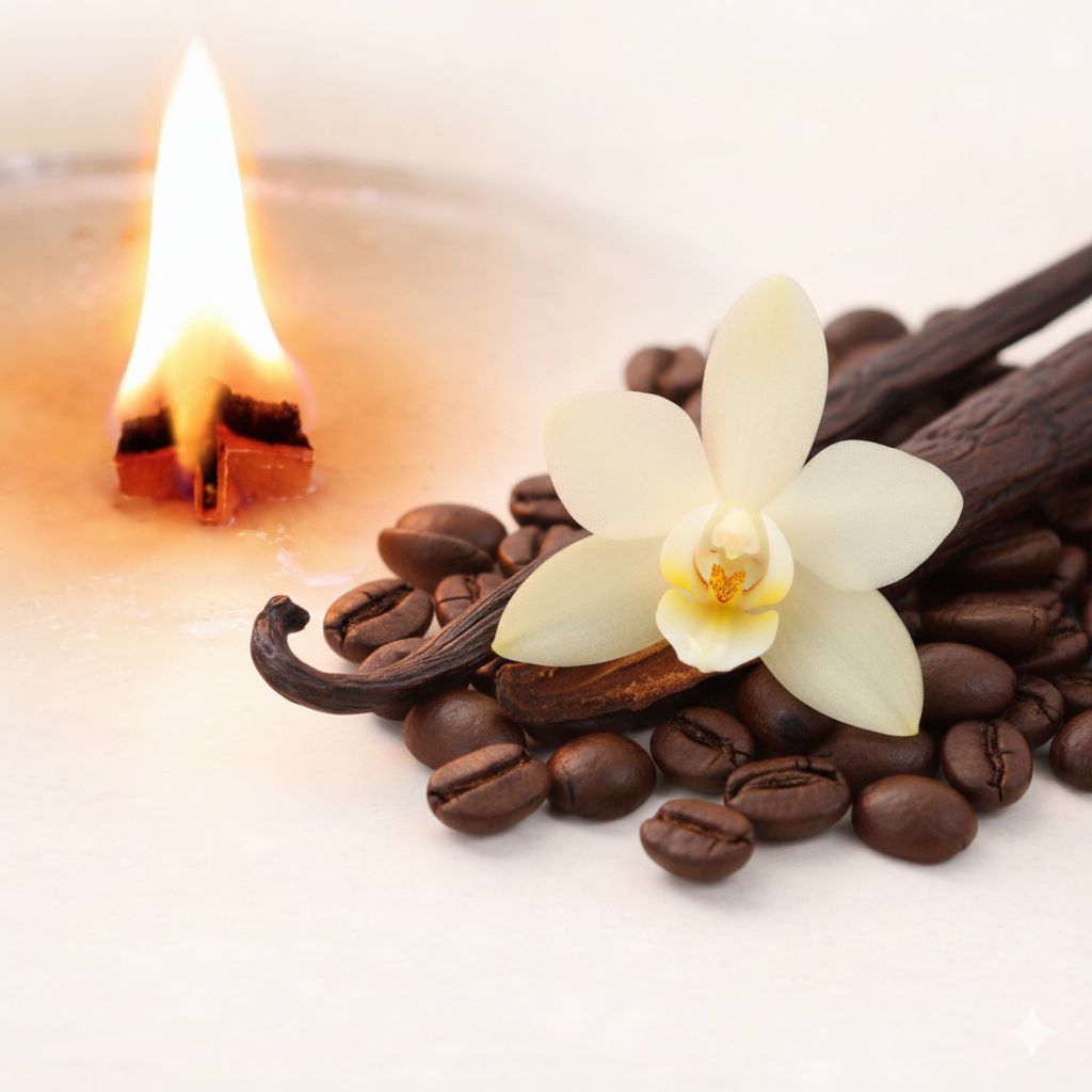 Holzdochtkerze Kaffee Vanille