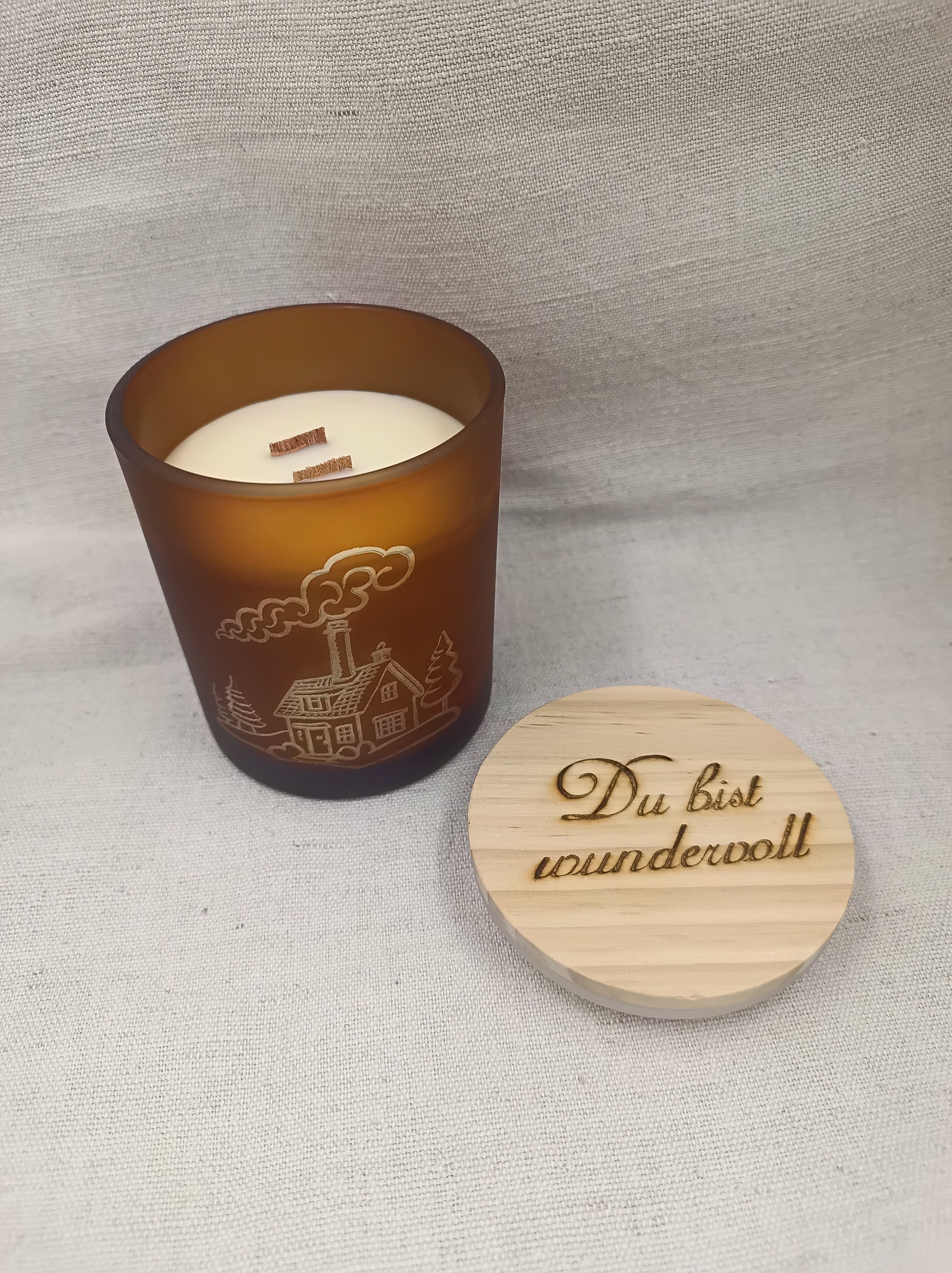 Holzdochtkerze Hüttenzauber